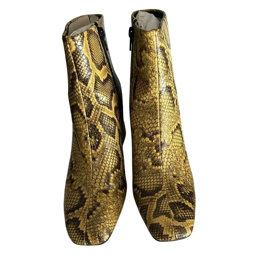 Katy Perry Geminni Mustard Print Zip up Block Heel Ankle Bootie-6.5-NIB